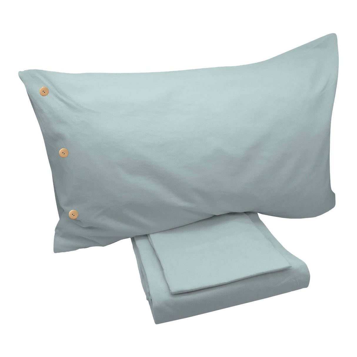 Completo Lenzuola di Cotone StoneWashed No Stiro - Daniel Lenzuola Lisola Singolo Azzurro