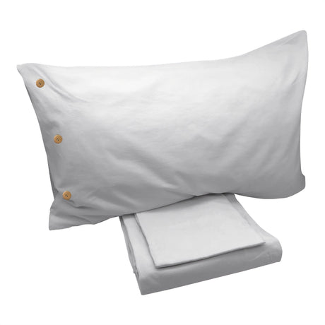 Completo Lenzuola di Cotone StoneWashed No Stiro - Daniel Lenzuola Lisola Singolo Bianco