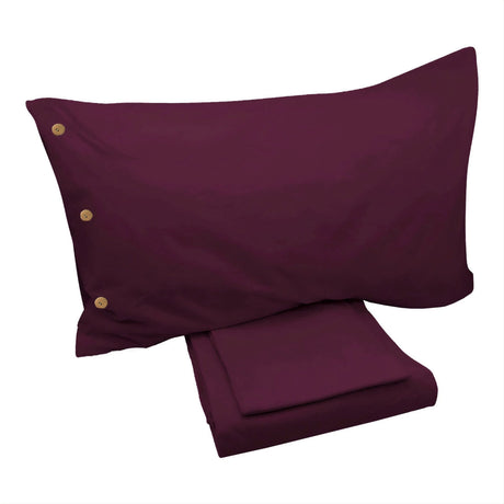 Completo Lenzuola di Cotone StoneWashed No Stiro - Daniel Lenzuola Lisola Singolo Bordeaux
