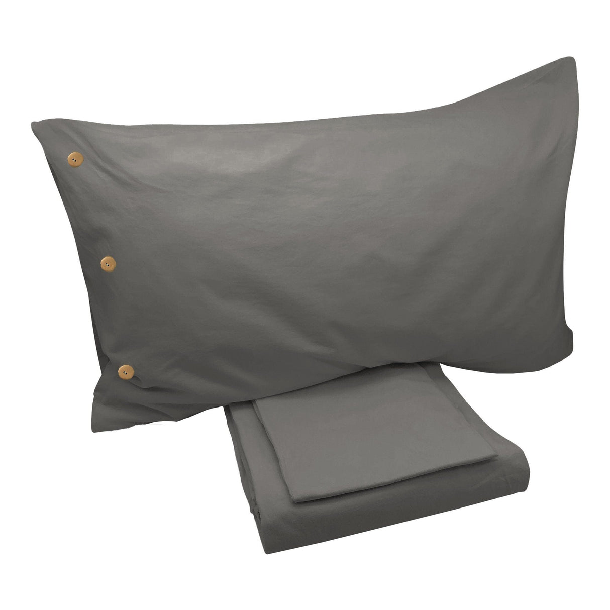 Completo Lenzuola di Cotone StoneWashed No Stiro - Daniel Lenzuola Lisola Singolo Grigio