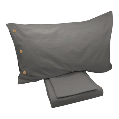 Completo Lenzuola di Cotone StoneWashed No Stiro - Daniel Lenzuola Lisola Singolo Grigio