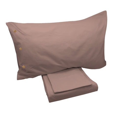 Completo Lenzuola di Cotone StoneWashed No Stiro - Daniel Lenzuola Lisola Singolo Rosa Retro