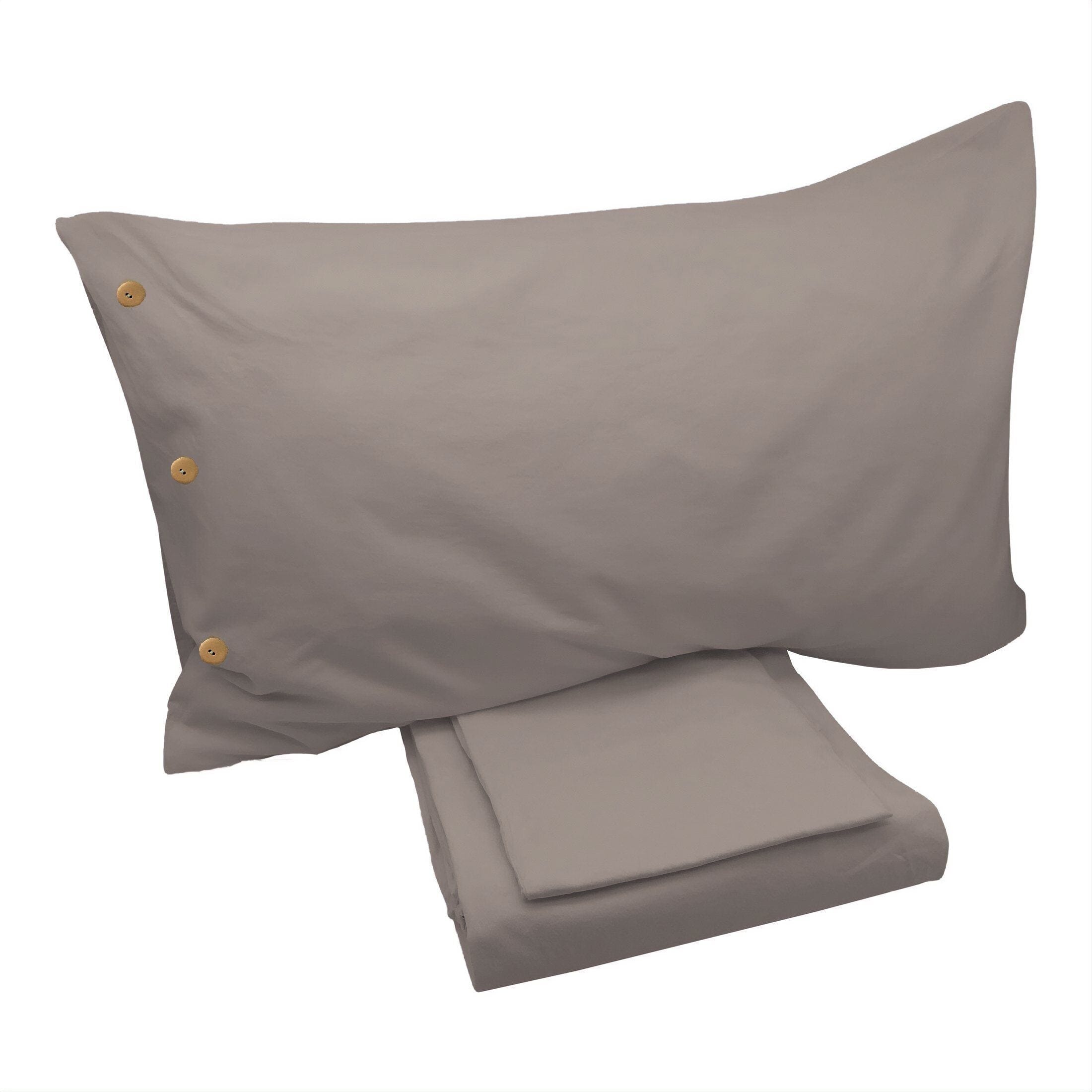 Completo Lenzuola di Cotone StoneWashed No Stiro - Daniel Lenzuola Lisola Singolo Taupe