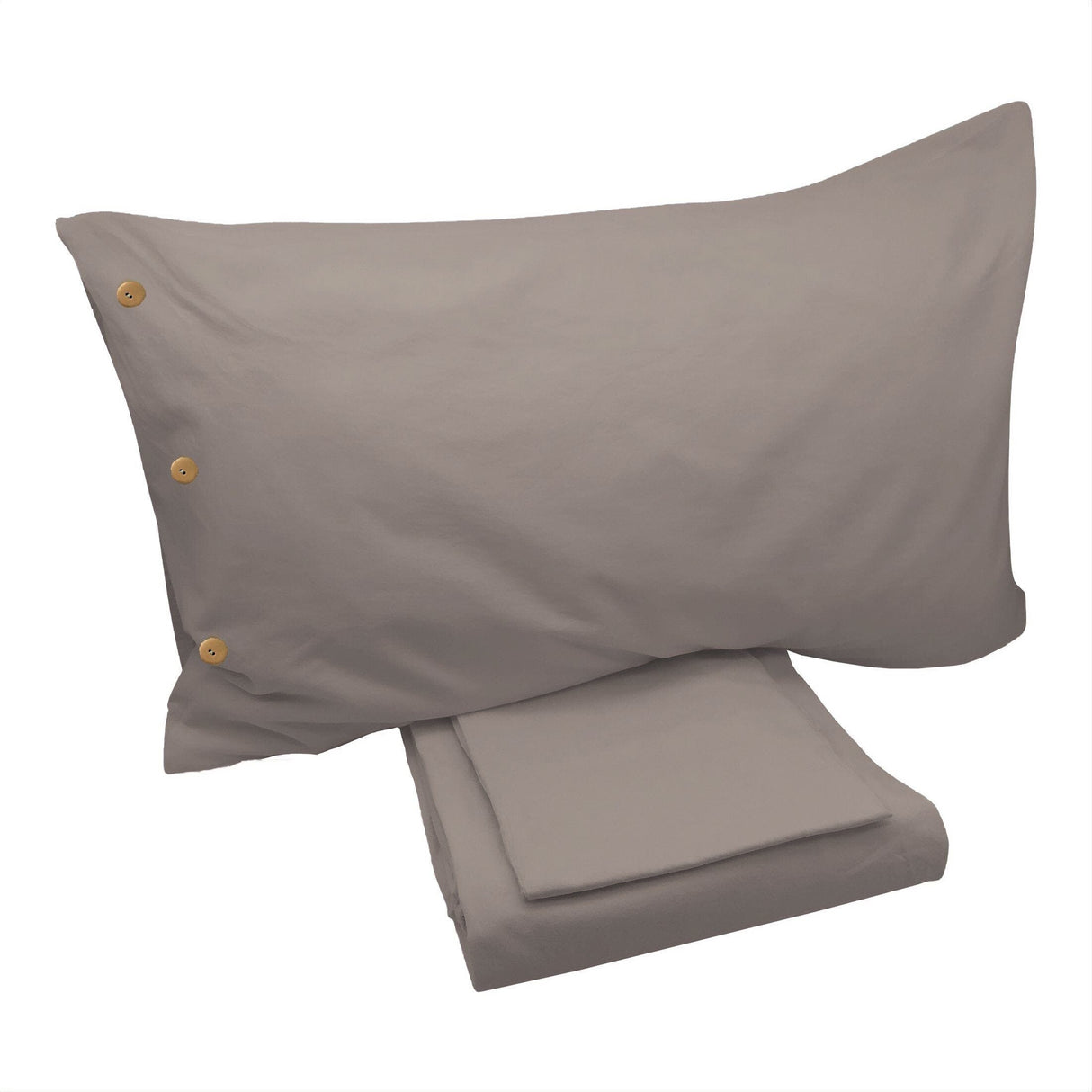 Completo Lenzuola di Cotone StoneWashed No Stiro - Daniel Lenzuola Lisola Singolo Taupe