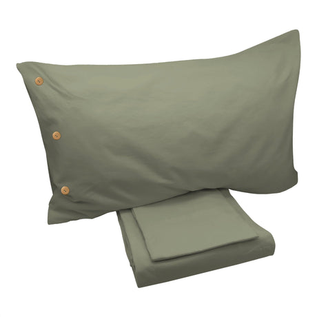 Completo Lenzuola di Cotone StoneWashed No Stiro - Daniel Lenzuola Lisola Singolo Verde Bosco
