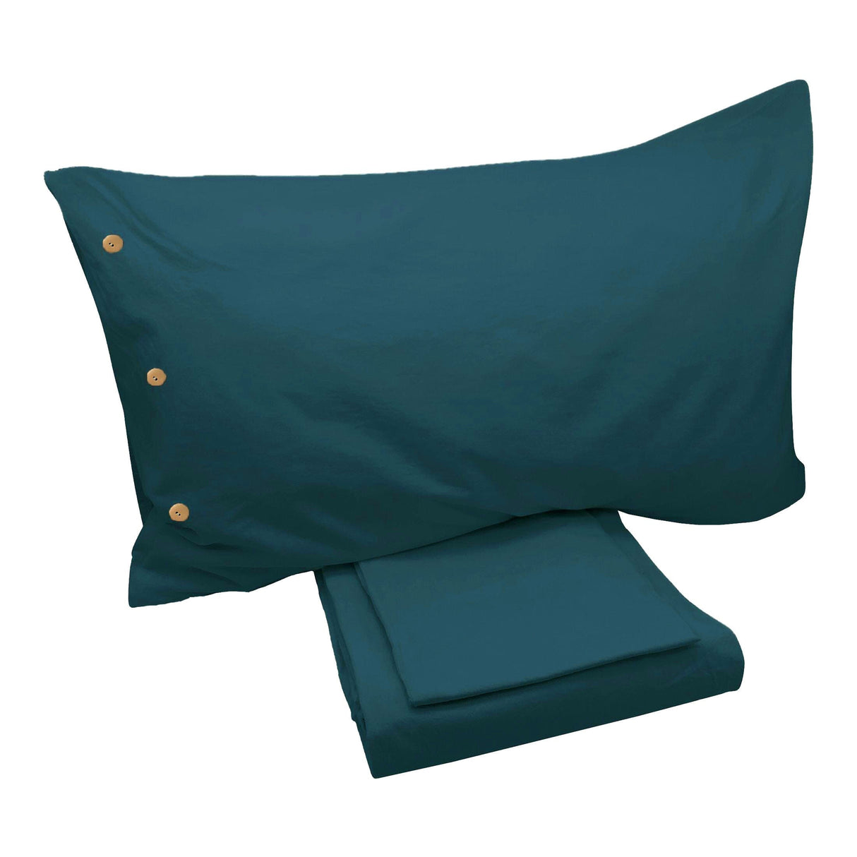 Completo Lenzuola di Cotone StoneWashed No Stiro - Daniel Lenzuola Lisola Singolo Verde Petrolio