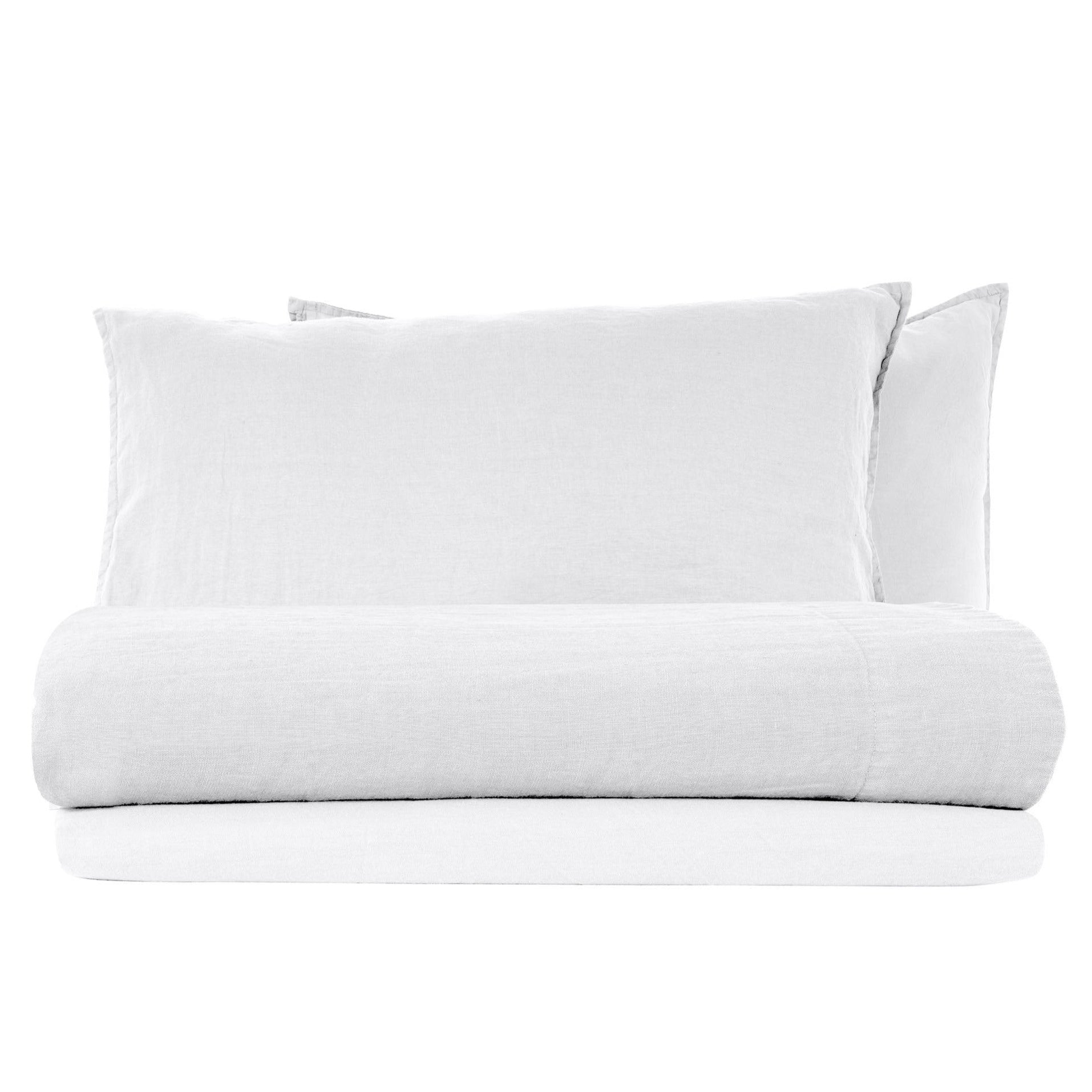 Completo Lenzuola in Lino StoneWashed No Stiro - Exclusive Lenzuola Loft by BiancoPerla Singola Bianco