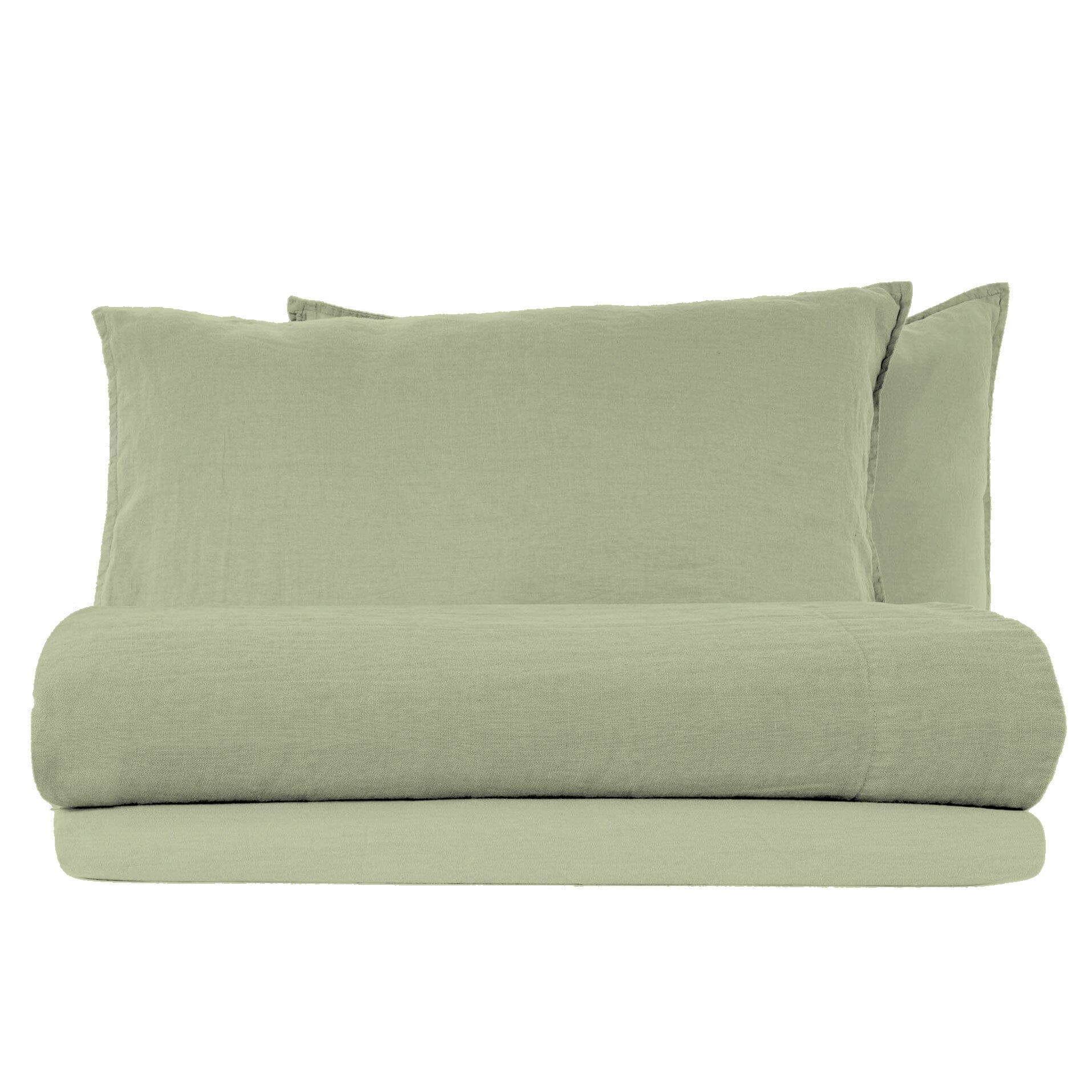 Completo Lenzuola in Lino StoneWashed No Stiro - Exclusive Lenzuola Lisola Stone Singolo Mela