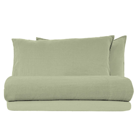 Completo Lenzuola in Lino StoneWashed No Stiro - Exclusive Lenzuola Lisola Stone Singolo Mela