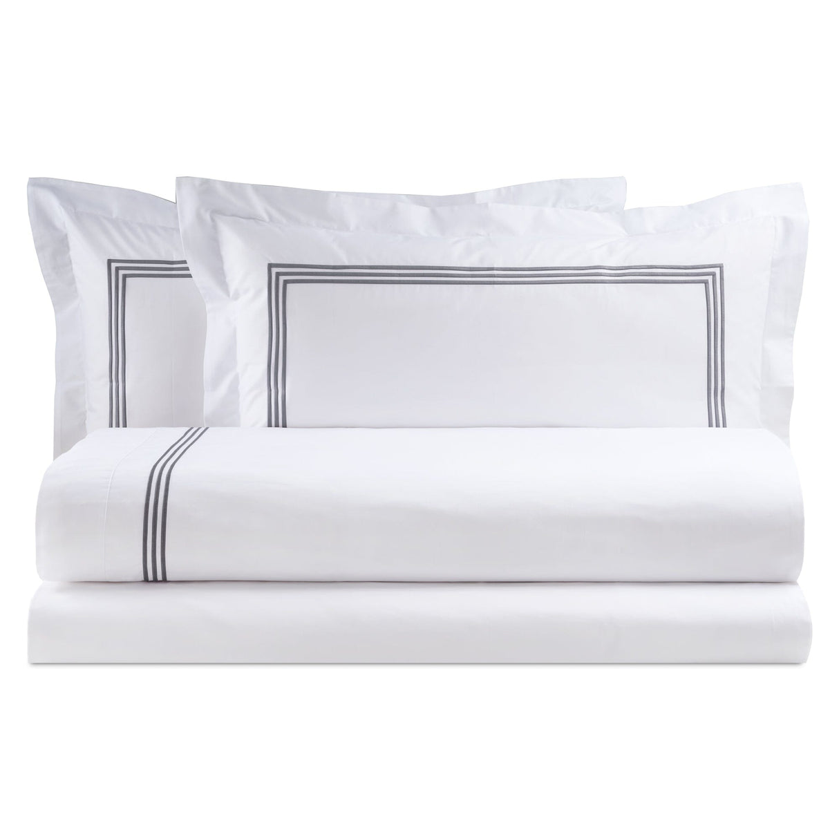 Completo Lenzuola in Percalle di Cotone con Bacchette - Daytona Lenzuola Lisola Matrimoniale Grisaglia