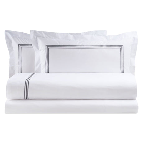 Completo Lenzuola in Percalle di Cotone con Bacchette - Daytona Lenzuola Lisola Matrimoniale Grisaglia