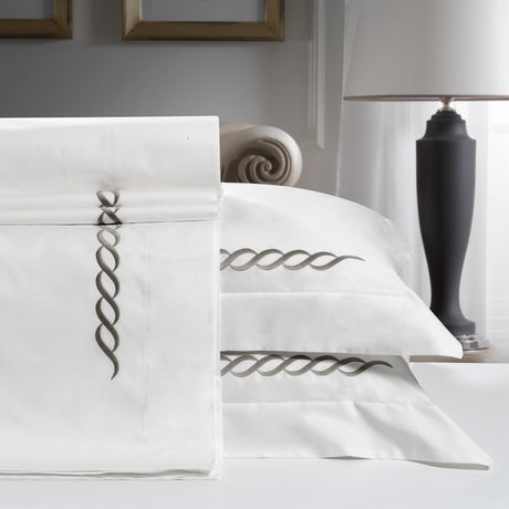 Completo Lenzuola in Percalle di Cotone con greca ricamata - Athene Lenzuola Dea