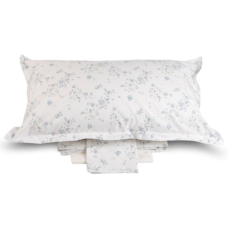 Completo Lenzuola in Percalle di Cotone Fantasia Floreale - Lilibet Lenzuola Blumarine Matrimoniale Azzurro