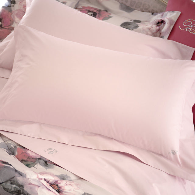 Completo Lenzuola in Percalle di Cotone Tinta Unita Blu Valentina Blumarine