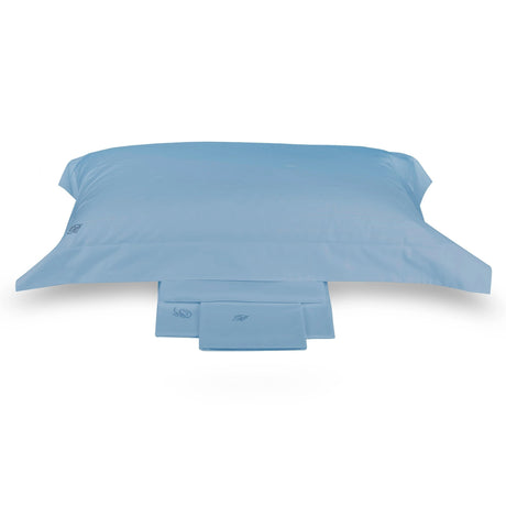 Completo Lenzuola in Percalle di Cotone Tinta Unita Blu Valentina Blumarine Avio
