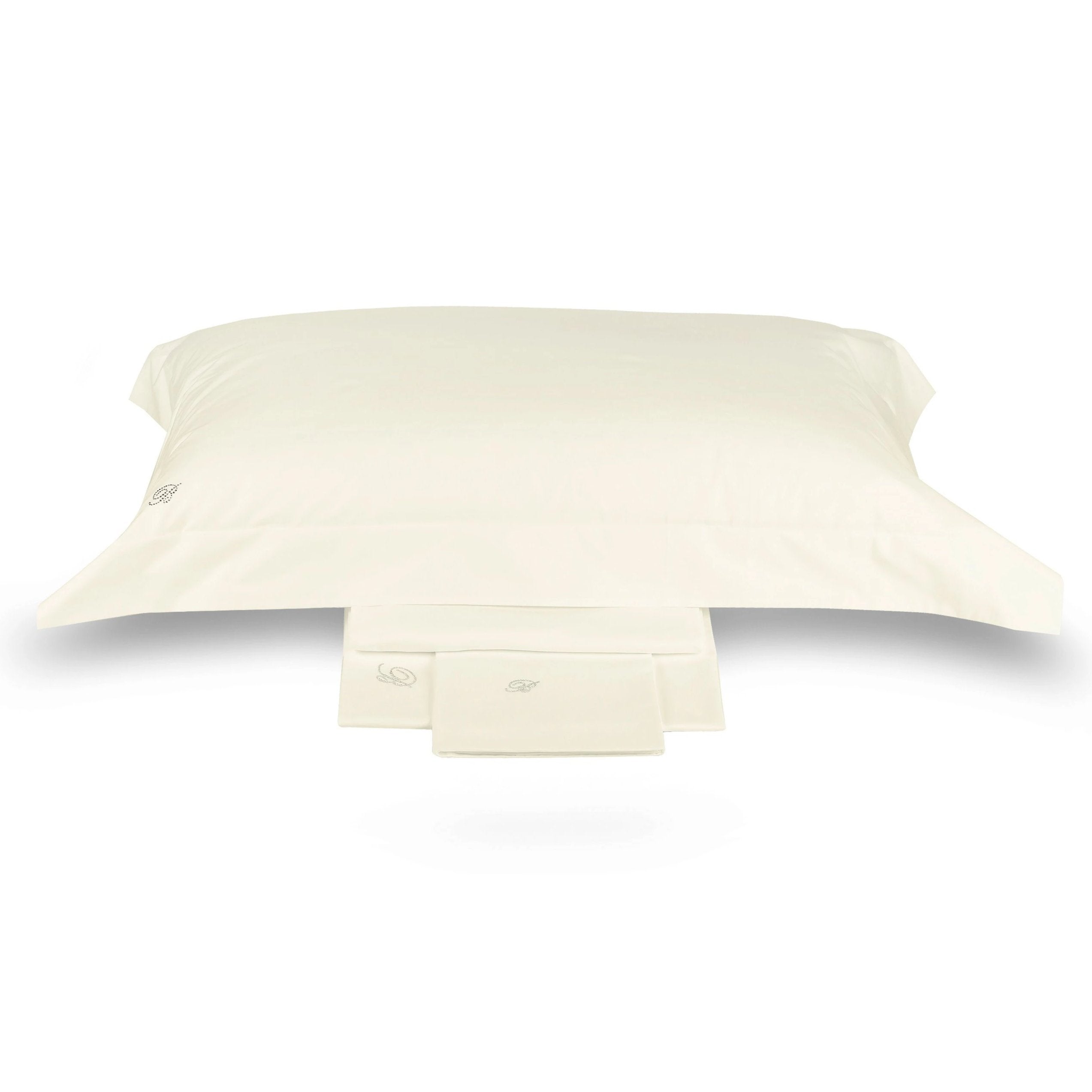 Completo Lenzuola in Percalle di Cotone Tinta Unita Blu Valentina Blumarine Burro