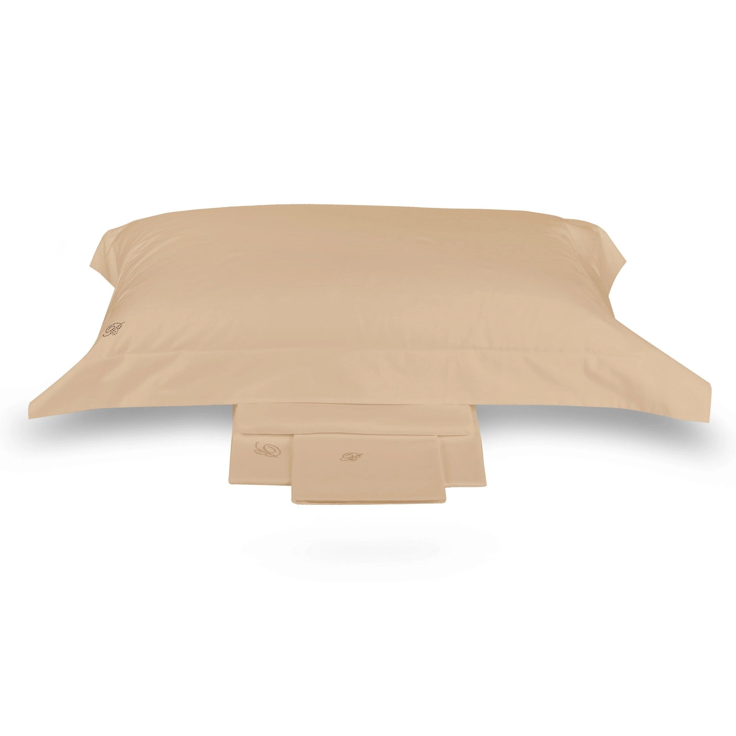 Completo Lenzuola in Percalle di Cotone Tinta Unita Blu Valentina Blumarine Sahara