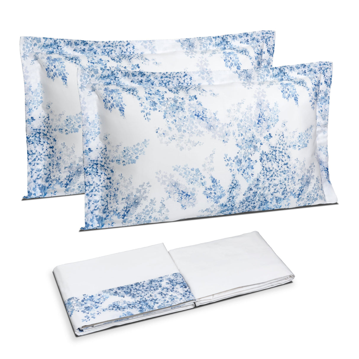 Completo Lenzuola in Puro Cotone con Balza in Raso - Glicine Lenzuola Dea Matrimoniale Bianco/Ghiaccio