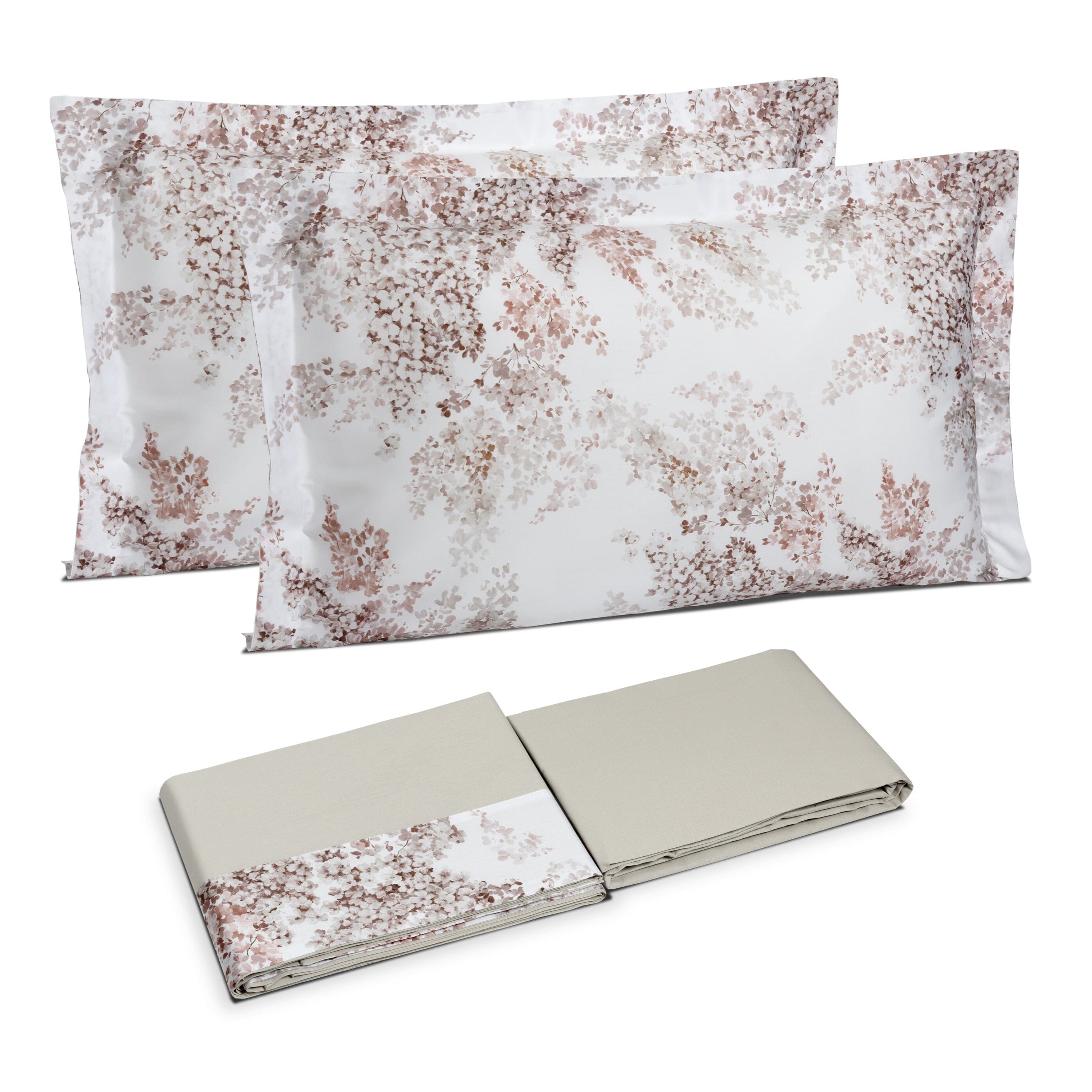 Completo Lenzuola in Puro Cotone con Balza in Raso - Glicine Lenzuola Dea Matrimoniale Pearl Grey