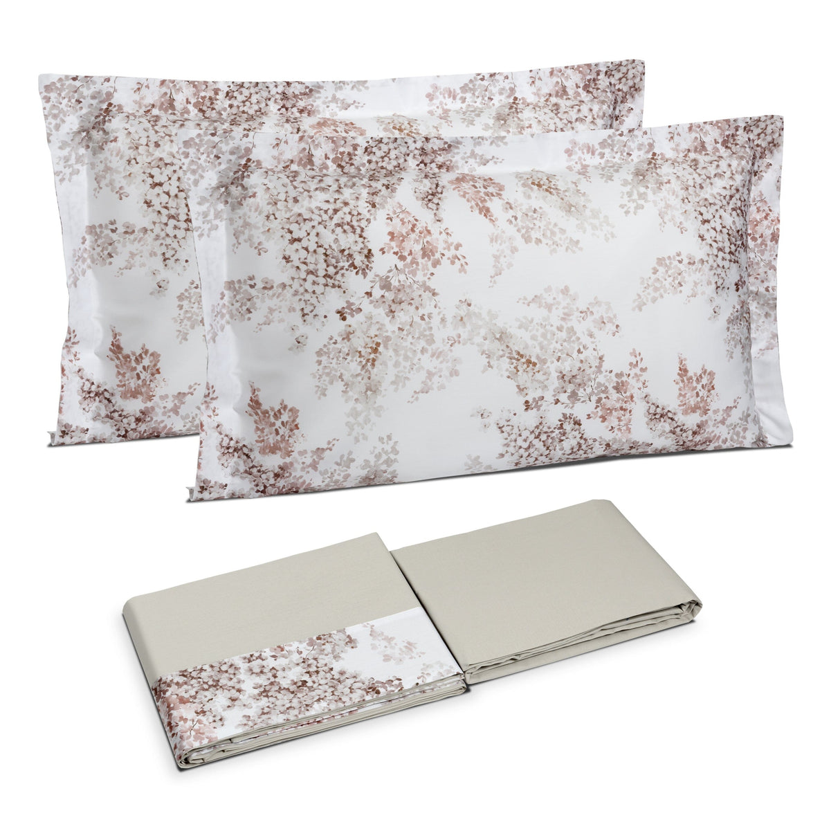 Completo Lenzuola in Puro Cotone con Balza in Raso - Glicine Lenzuola Dea Matrimoniale Pearl Grey