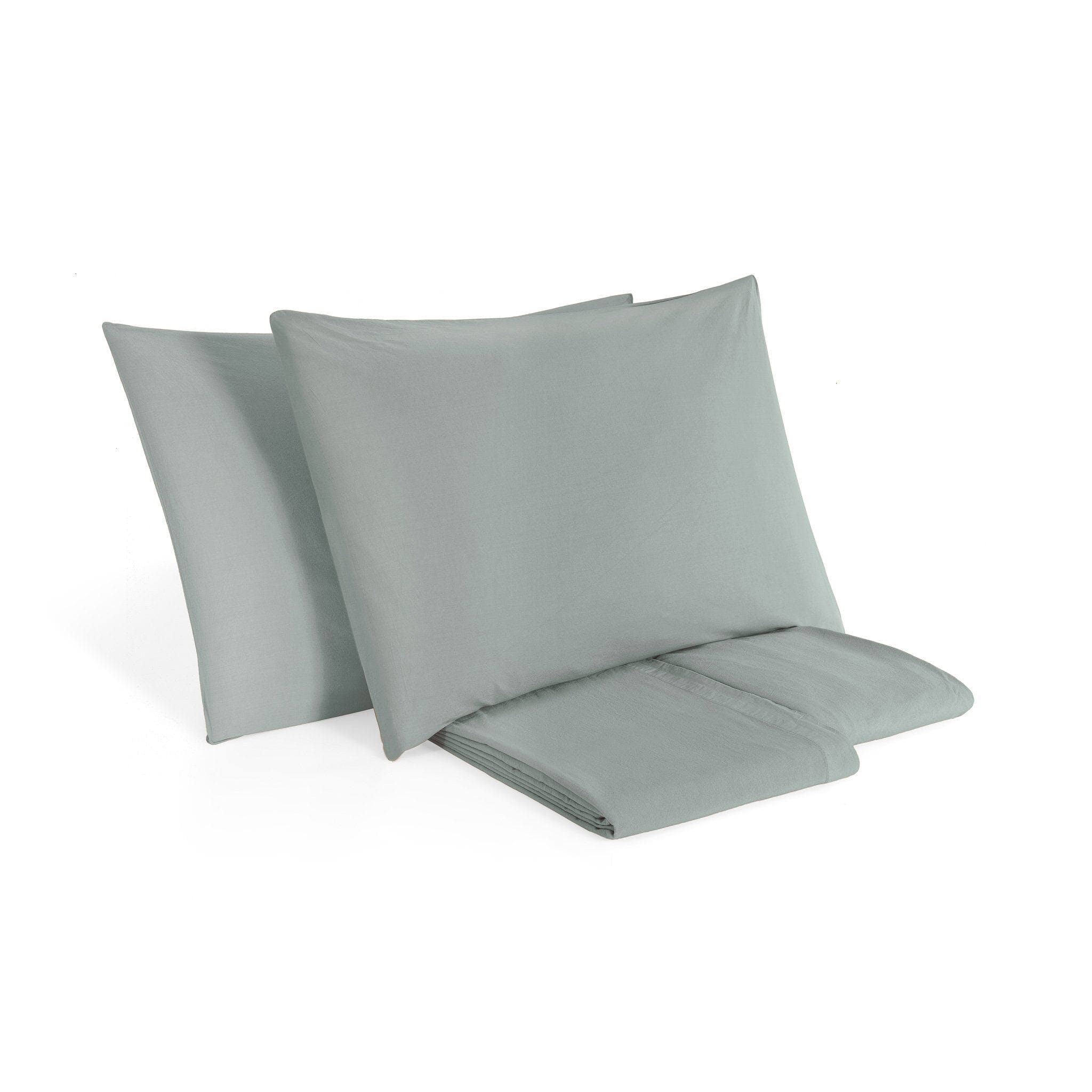 Completo Lenzuola in Puro Cotone StoneWashed No Stiro - Senna Lenzuola Lisola Stone Singolo Cenere