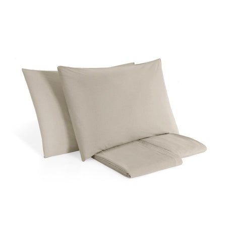 Completo Lenzuola in Puro Cotone StoneWashed No Stiro - Senna Lenzuola Lisola Stone Singolo Sabbia