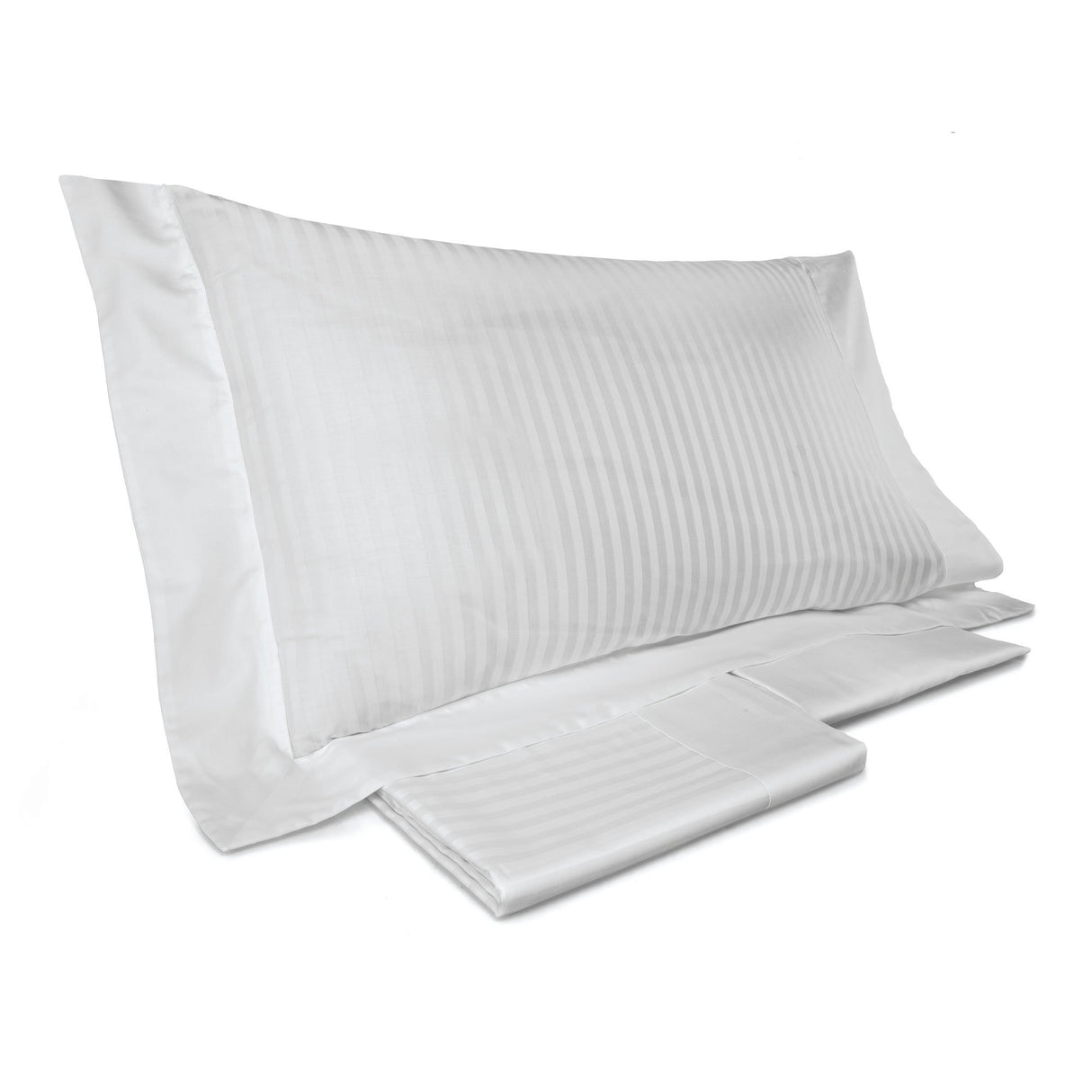 Completo Lenzuola in Raso Rigato di Puro Cotone - Rubino Lenzuola Lisola Piazza e Mezza Ostrica