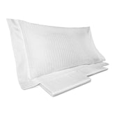Completo Lenzuola in Raso Rigato di Puro Cotone - Rubino Lenzuola Lisola Singola Bianco