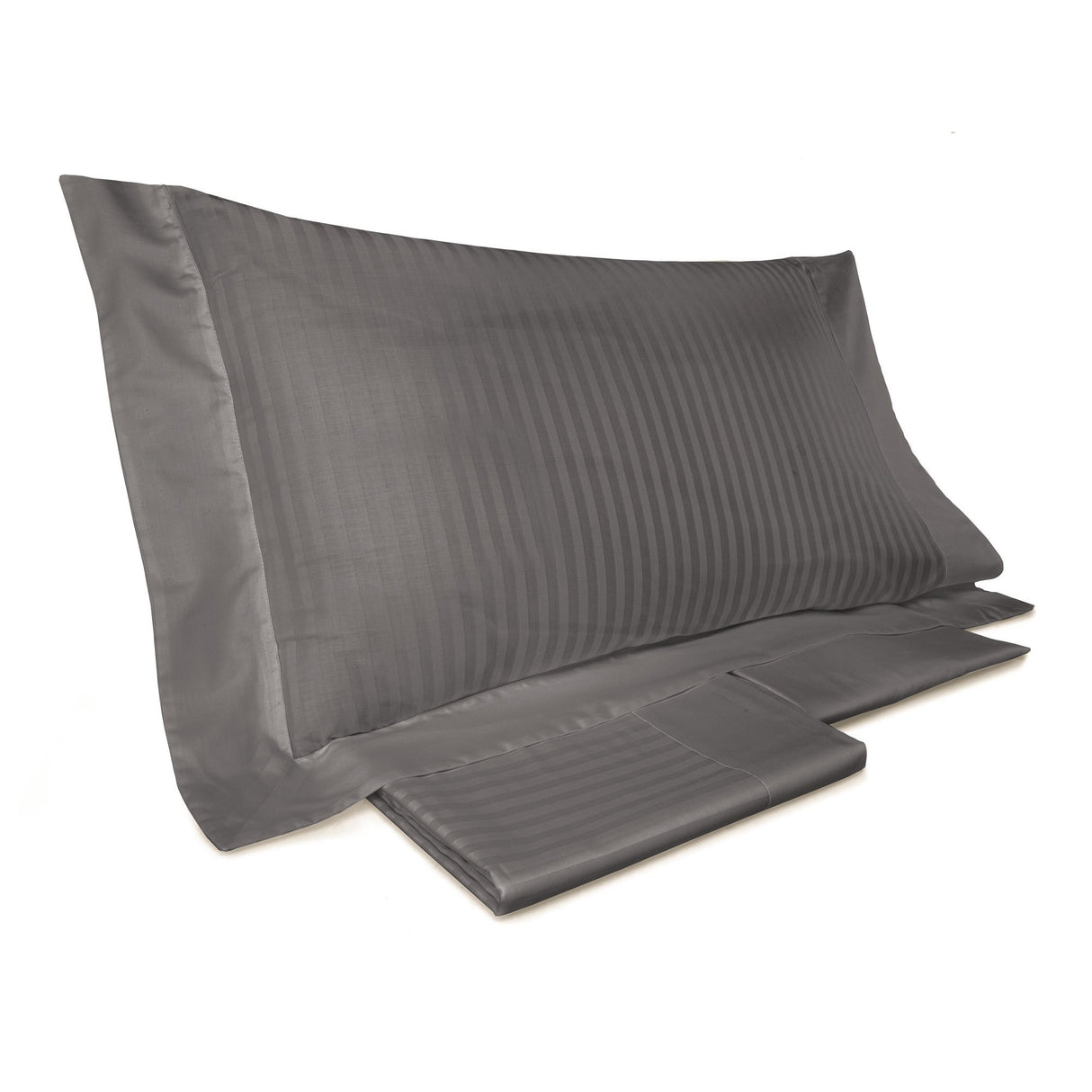 Completo Lenzuola in Raso Rigato di Puro Cotone - Rubino Lenzuola Lisola Singola Grisaglia