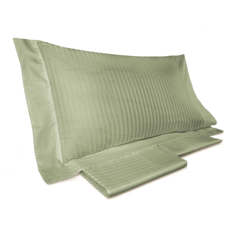Completo Lenzuola in Raso Rigato di Puro Cotone - Rubino Lenzuola Lisola Singola Ruppia