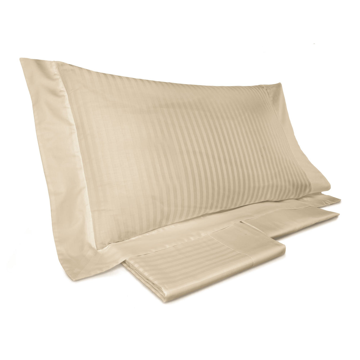 Completo Lenzuola in Raso Rigato di Puro Cotone - Rubino Lenzuola Lisola Singola Sabbia