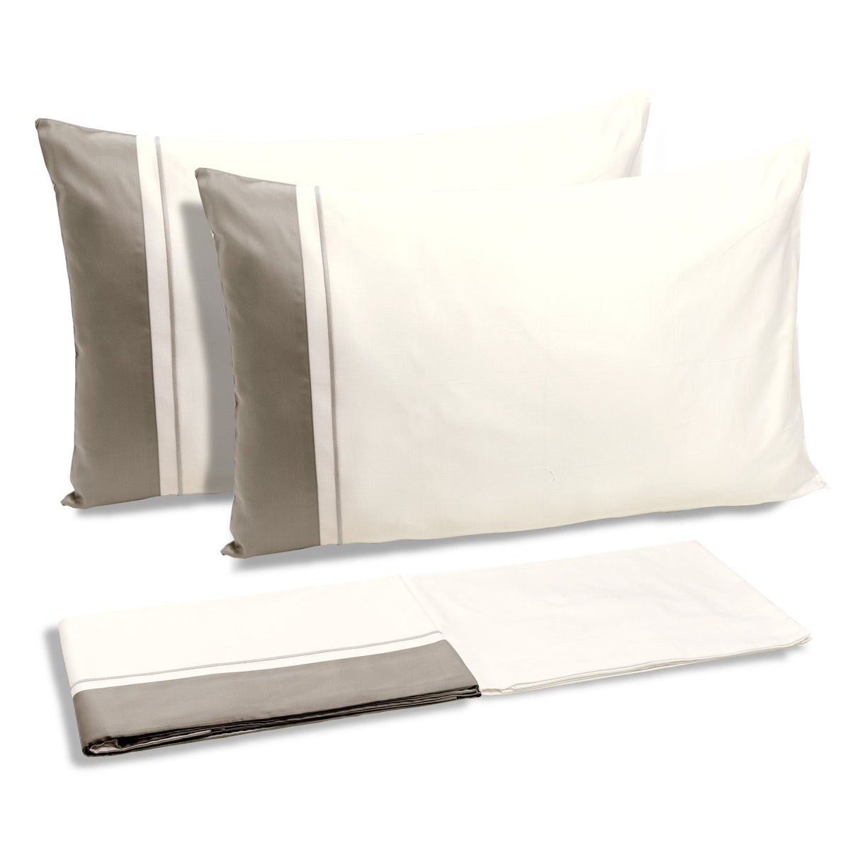 Completo Lenzuola in Raso di Cotone con Balza a Contrasto - Williamsburg Lenzuola Dea