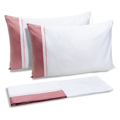 Completo Lenzuola in Raso di Cotone con Balza a Contrasto - Williamsburg Lenzuola Dea