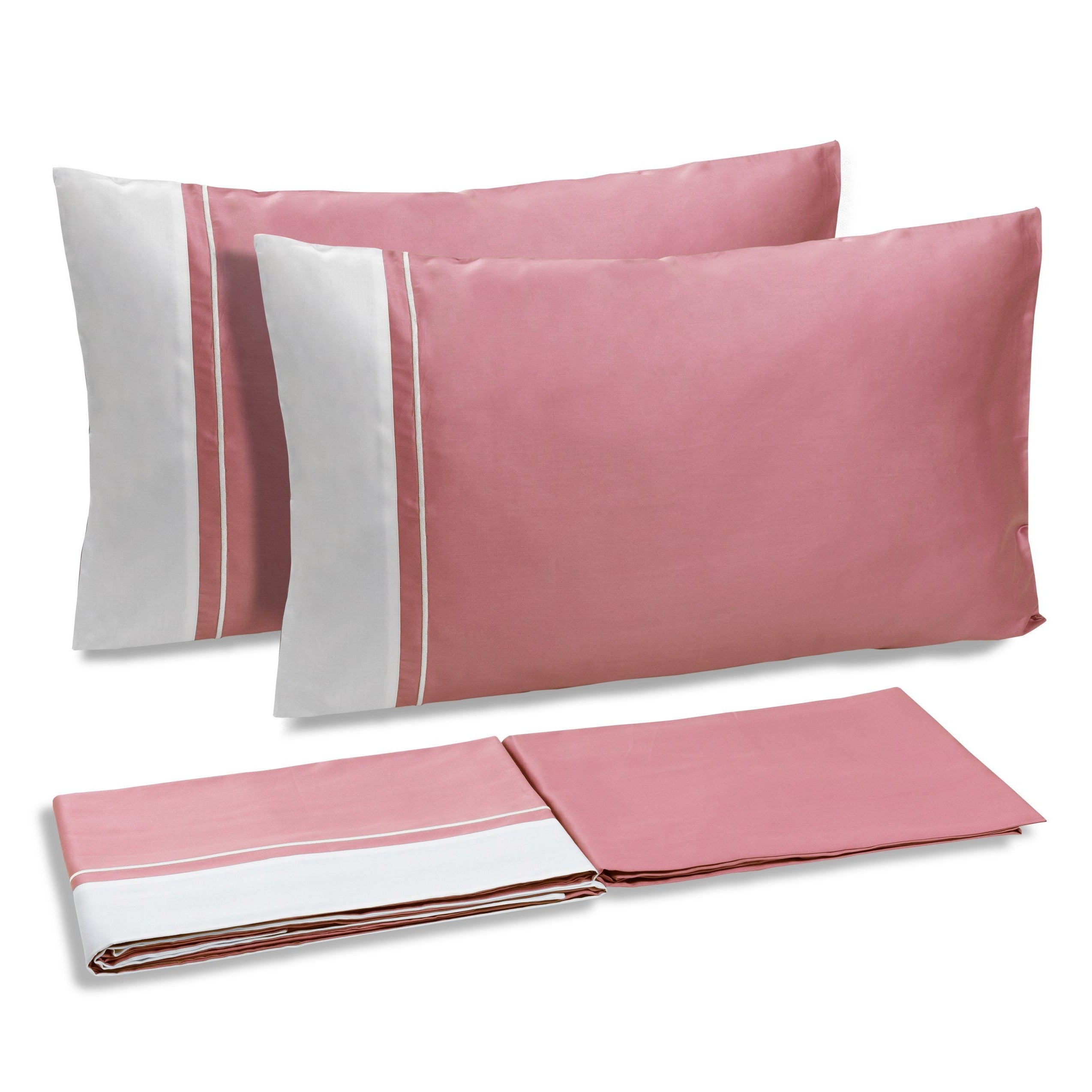 Completo Lenzuola in Raso di Cotone con Balza a Contrasto - Williamsburg Lenzuola Dea