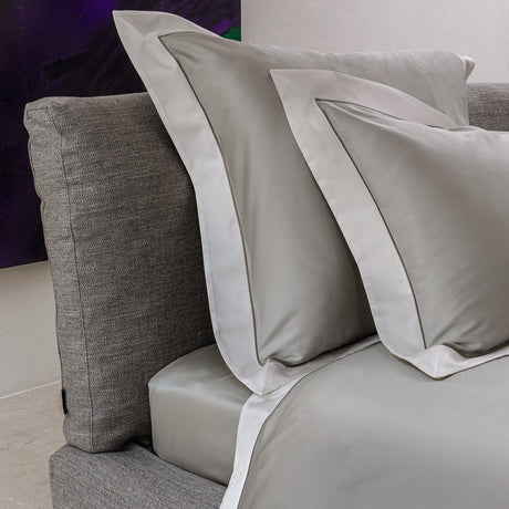 Completo Lenzuola in Raso Di Cotone con Bordo Applicato - Quadrilatero Lenzuola Fazzini Atelier