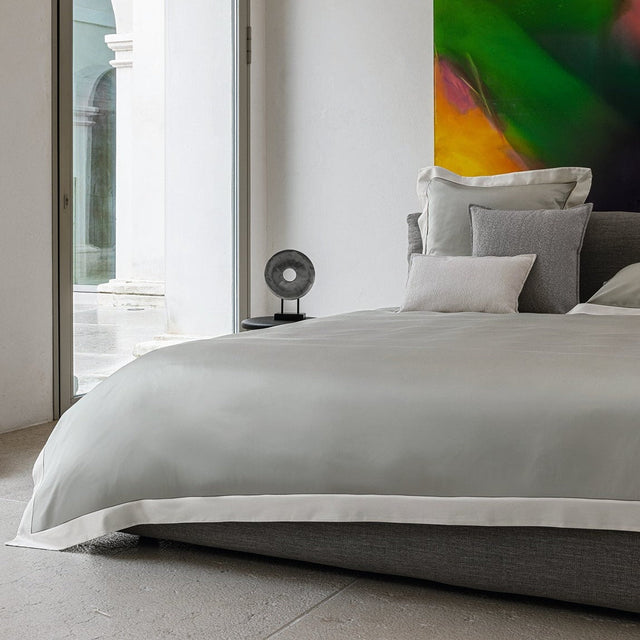Completo Lenzuola in Raso Di Cotone con Bordo Applicato - Quadrilatero Lenzuola Fazzini Atelier