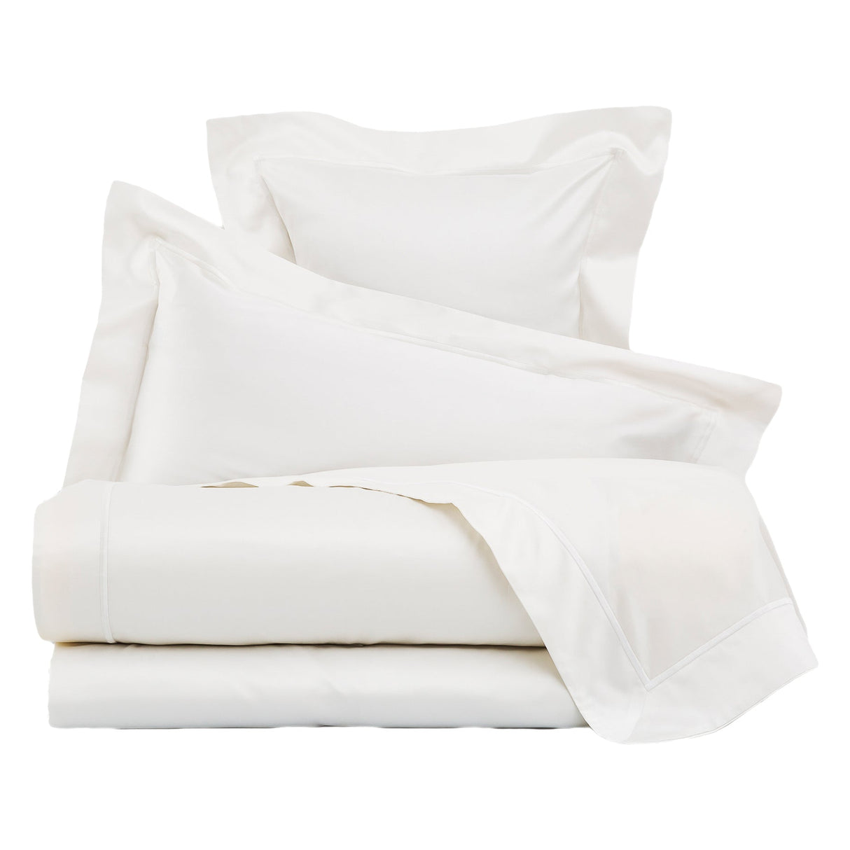 Completo Lenzuola in Raso Di Cotone con Cordonetto Ricamato - Excelsior Lenzuola Fazzini Atelier Matrimoniale Bianco
