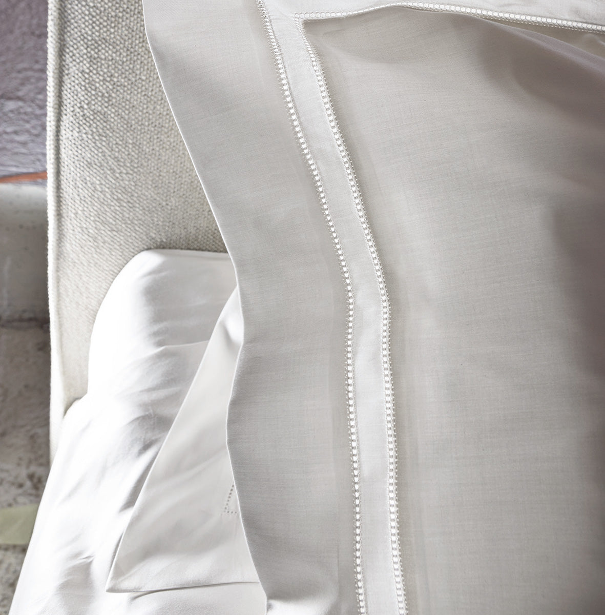 Completo Lenzuola in Raso Di Cotone con Orlo a Giorno - Cenacolo Lenzuola Fazzini Atelier