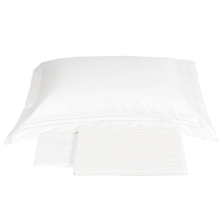 Completo Lenzuola in Raso Di Cotone con Orlo a Giorno - Cenacolo Lenzuola Fazzini Atelier Matrimoniale Bianco