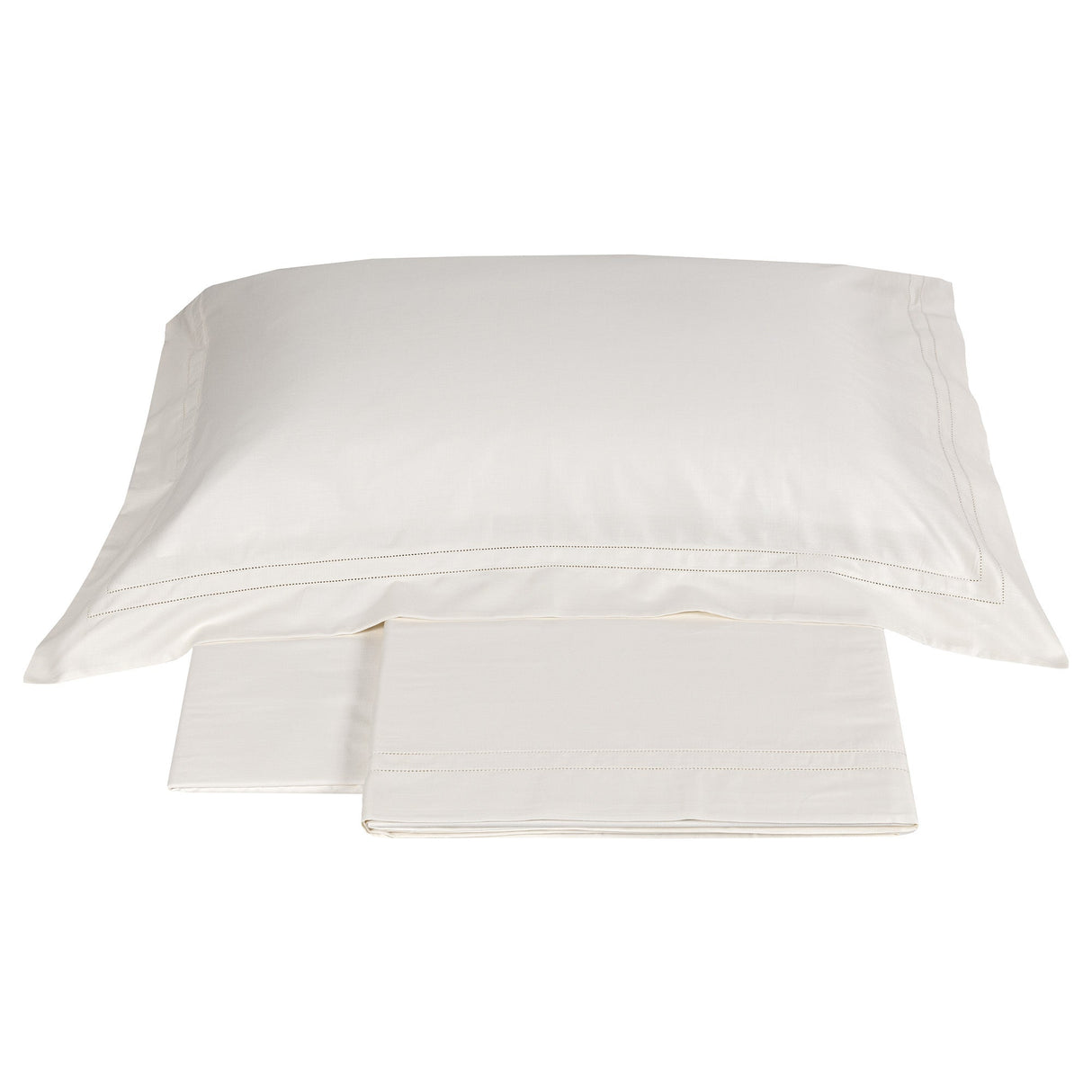 Completo Lenzuola in Raso Di Cotone con Orlo a Giorno - Cenacolo Lenzuola Fazzini Atelier Matrimoniale Offwhite