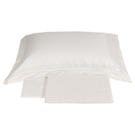 Completo Lenzuola in Raso Di Cotone con Orlo a Giorno - Cenacolo Lenzuola Fazzini Atelier Matrimoniale Offwhite