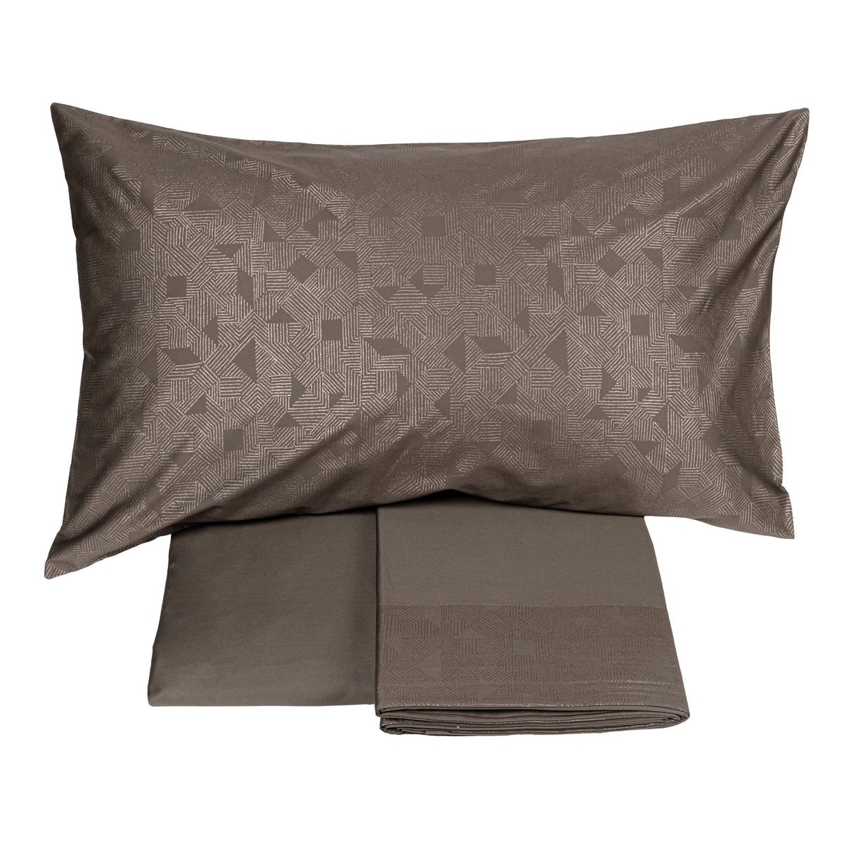 Completo Lenzuola in Raso Di Cotone Sovrastampato - Nazca Lenzuola Fazzini Matrimoniale Cioccolato