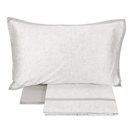 Completo Lenzuola in Raso Di Cotone Stampato - Pirellone Lenzuola Fazzini Atelier Matrimoniale Naturale