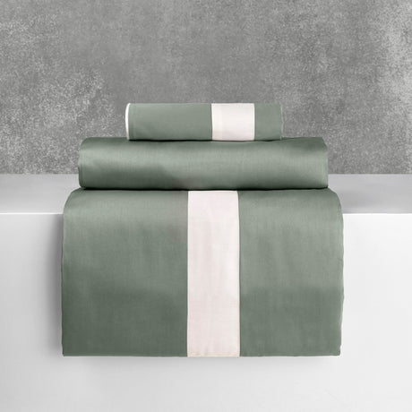 Completo Lenzuola in Raso di Cotone - Washington Lenzuola Lisola Matrimoniale Oliva/Panna