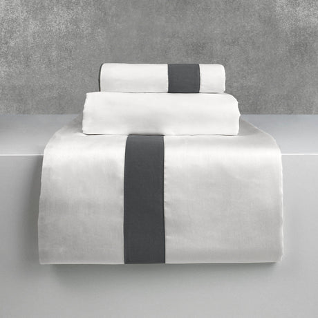 Completo Lenzuola in Raso di Cotone - Washington Lenzuola Lisola Matrimoniale Panna/Piombo