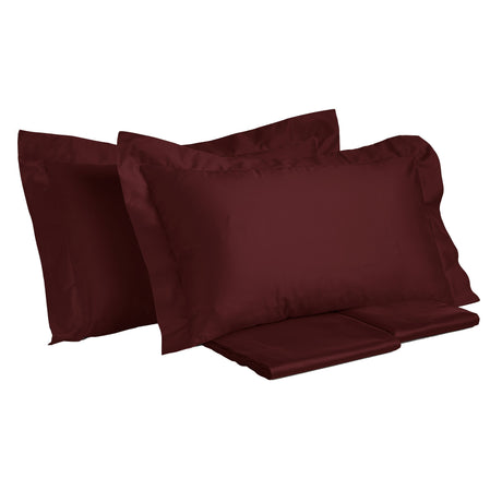 Completo Lenzuola in Rasatello di Puro Cotone in Tinta Unita - Marrakech Lenzuola Creole Home Bordeaux Singola