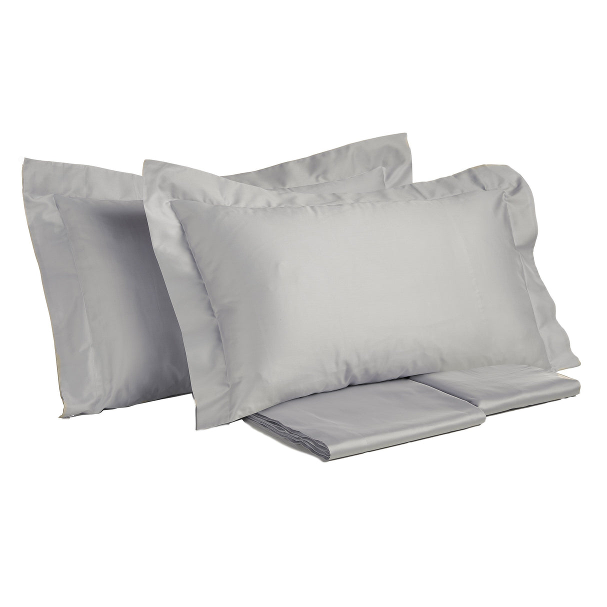 Completo Lenzuola in Rasatello di Puro Cotone in Tinta Unita - Marrakech Lenzuola Creole Home Grigio Singola