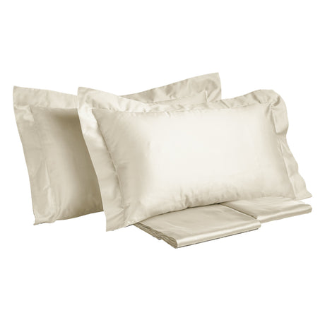 Completo Lenzuola in Rasatello di Puro Cotone in Tinta Unita - Marrakech Lenzuola Creole Home Panna Singola