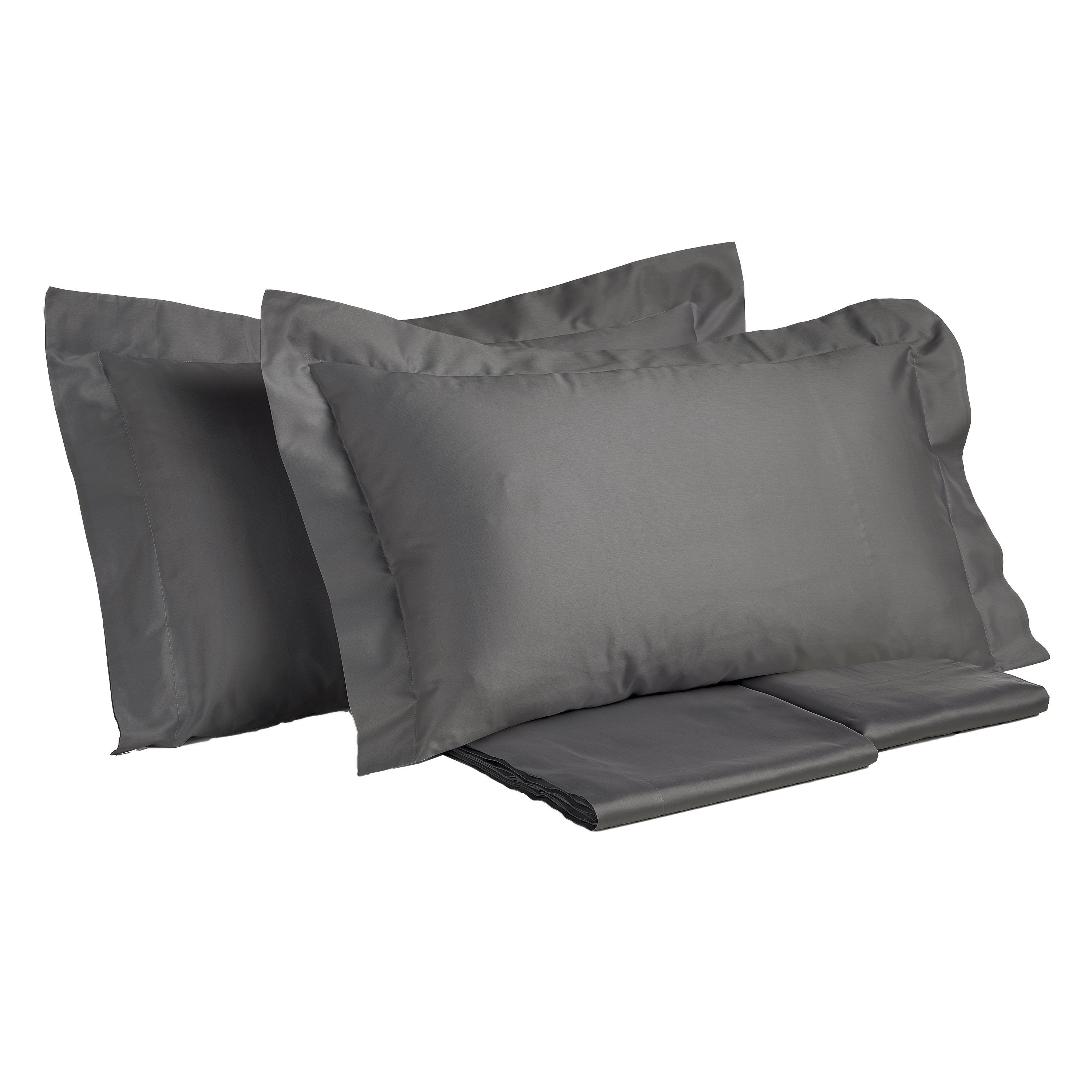 Completo Lenzuola in Rasatello di Puro Cotone in Tinta Unita - Marrakech Lenzuola Creole Home Piombo Singola