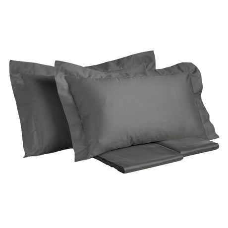 Completo Lenzuola in Rasatello di Puro Cotone in Tinta Unita - Marrakech Lenzuola Creole Home Piombo Singola